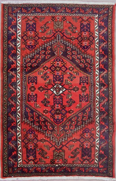 4x7 RED ANTIQUE PERSIAN MALAYER ORIENTAL HAND KNOTTED WOOL AREA RUG 