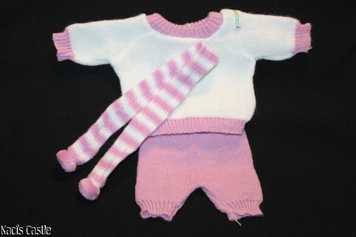 Cabbage Patch Kids Vintage Coleco Mauve/Pink Preemie Sweater Outfit 