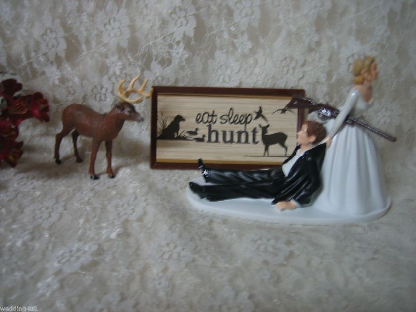 HUMOROUS WEDDING DEER HUNTER HUNTING CAKE TOPPER  