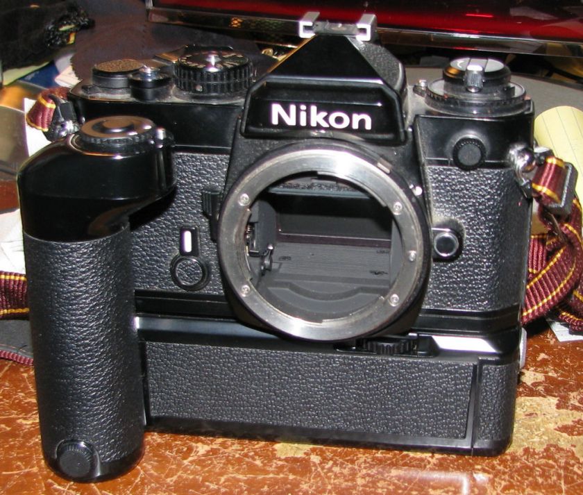 Nikon FE SLR Film Camera Ser 3706396 & MD 12 Motor Drive Ser 317282 