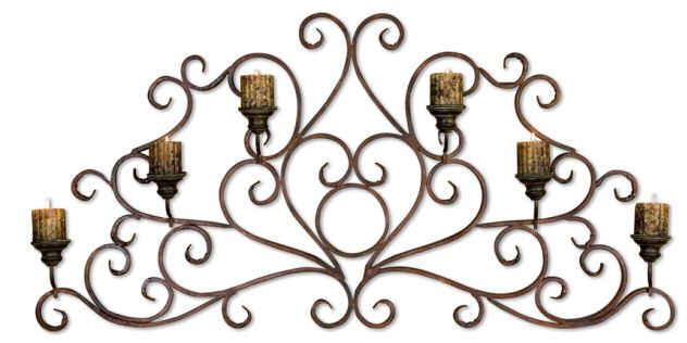 Tuscan Wrought Iron Metal Candle Holder Wall Sconce NEW  