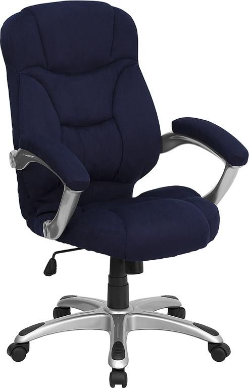 NAVY BLUE MICROFIBER FABRIC COMPUTER OFFICE DESK CHAIR  