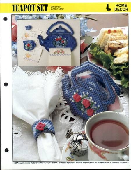 Teapot Kitchen Set Plastic Canvas Pattern Leaflet   NEW  