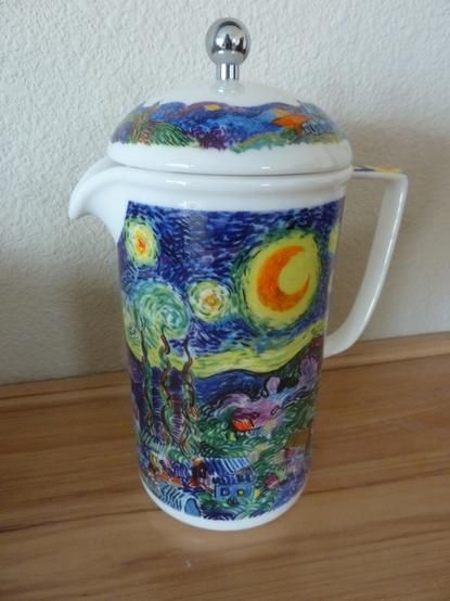   VAN GOGH STARRY NIGHT FRENCH COFFEE PRESS & MUG D Burrows MINT  