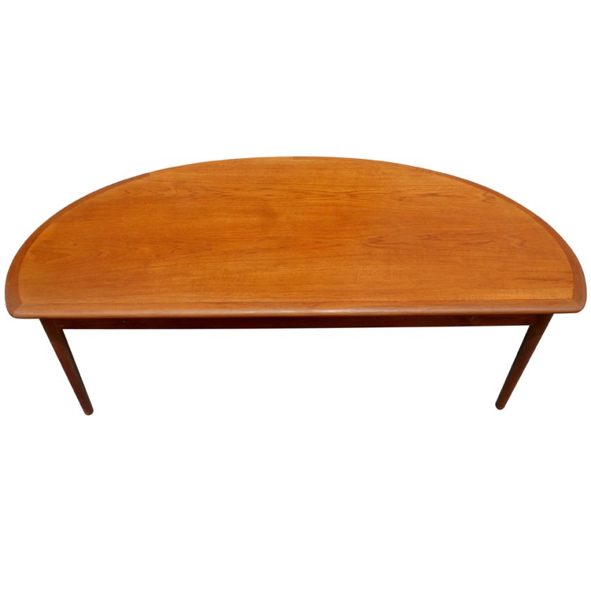 60 Mid Century Modern Vintage Half Moon Coffee Table  