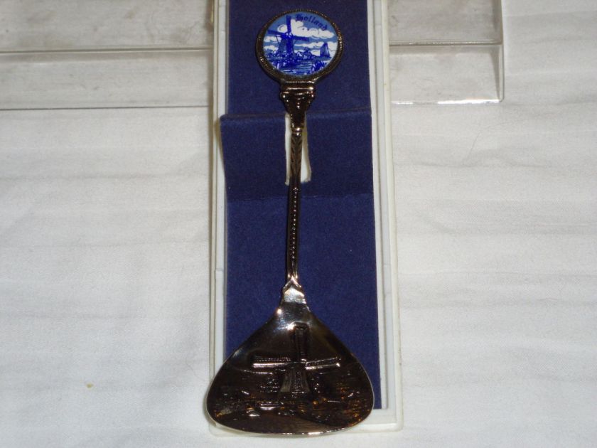   DELFT BLUE HOLLAND WINDMILL SILVER COLLECTOR SPOON ORIGINAL BOX  