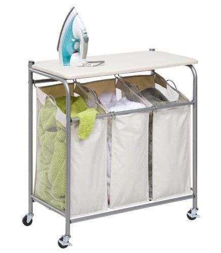 Honey Can Do Ironing and Sorter Combo Laundry Center 3 Bin Hamper 