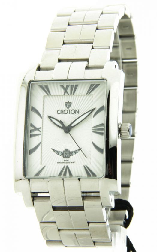 Croton CN307374SSDW Steel Date Mens Casual 24 Hr Time Watch 3ATM 