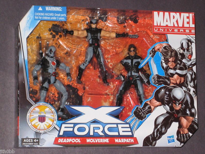 MARVEL UNIVERSE X FORCE DEADPOOL WARPATH WOLVERINE 3 PACK ACTION 