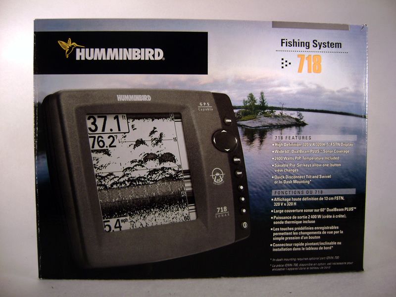 HUMMINBIRD 718 FISHFINDER DEPTH FISH FINDER HI RES NEW 407380 1 