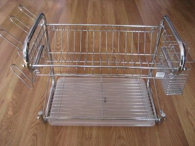 CHROME STEEL DISH DRAINER RACK 2 TIER GIFT IDEA  