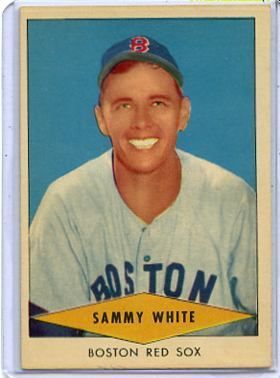 1954 RED HEART DOG FOOD SAMMY WHITE   BOSTON RED SOX  