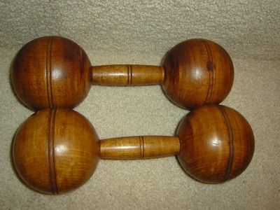 Antique Vintage Wood Dumbbells/Exercise Weights,Beautiful Patina 