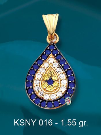 14K GOLD EVIL EYE GOOD LUCK DROP PENDANT KSNY016  