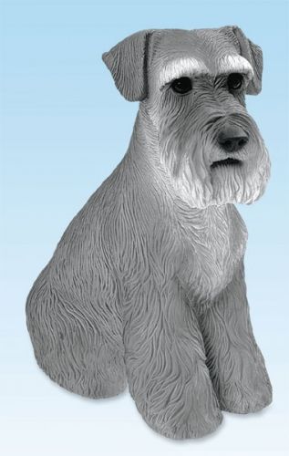 UNCROPPED GREY SCHNAUZER DOG FIGURINE / SCULPTURE  