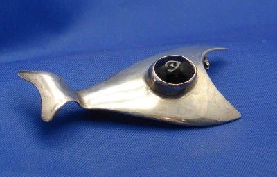   Bimorphic Fish Pin marked MEXICO STERLING JH Eagle (3) hallmark  