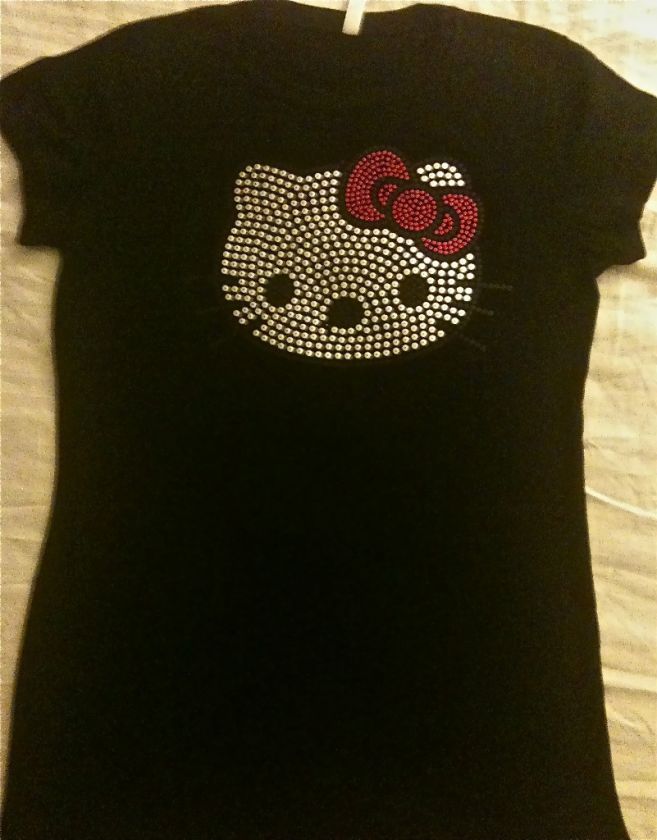 HELLO KITTY FACE & BOW INSPIRED (SEQUINS) FULL FIGURE T SHIRT (1X 