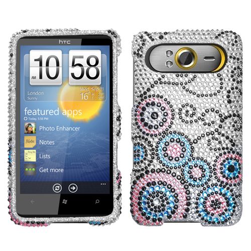 Bubble Flow Rhinestone Bling Hard Case Cover HTC HD7 & HD7S  