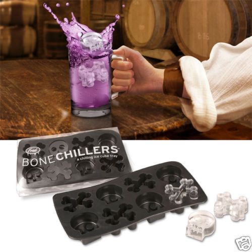 BONE CHILLERS ICE CUBE TRAY SKULL AND CROSS BONES  