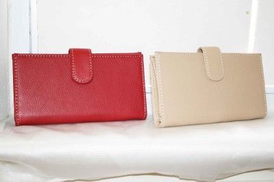 New MUNDI GENUINE Leather SLIM Checkbook Cover Wallet Sale RED BLACK 