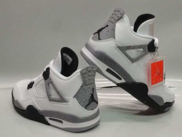 Nike Air Jordan 4 Retro White Gray Black Sneakers Mens Size 8.5  