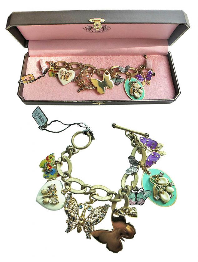 Juicy Couture Gemstone Multiple Charms Bracelet w/ Box  