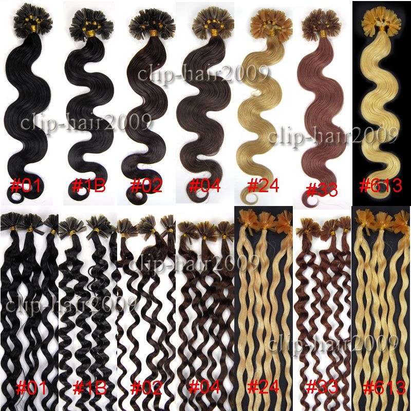 20100S U keratinTip HUMAN HAIR EXTENSIONS★WAVY/Culy★  