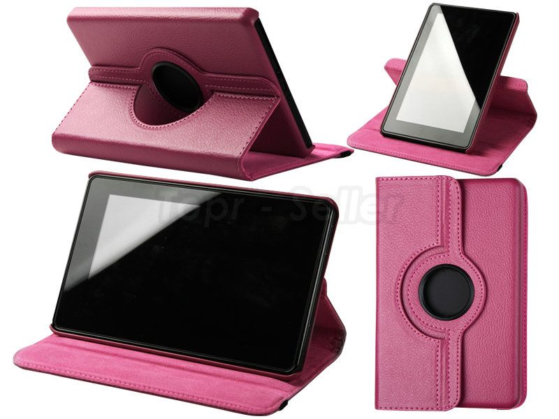 For Kindle Fire Leather Case Cover Skin/Car Charger/USB Cable/Stylus 