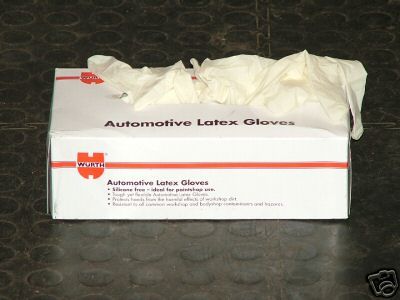 WURTH BMW RUBBER LATEX GLOVES, POWDERED, box of 100 5034293400075 