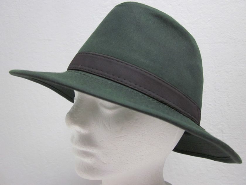 New L Woolrich oil cloth safari fedora hat   water repellent flip down 