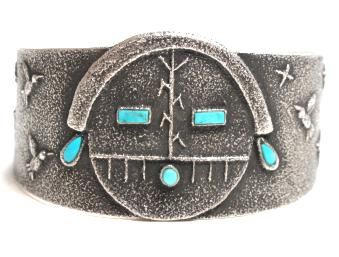 Lee Begay Yei Face Tufa Cuff – Sandpainting Inspired  