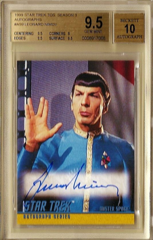 LEONARD NIMOY 1999 TOS Mr Spock AUTO/AUTOGRAPH BGS9.5 AUTO10 GEM 