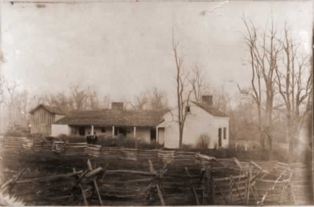 This is a reproduction of an old photograph of Jesse James house 