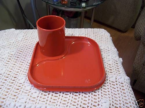 Hard Plastic Melamine Burnt Orange Snack Plate/Mug  