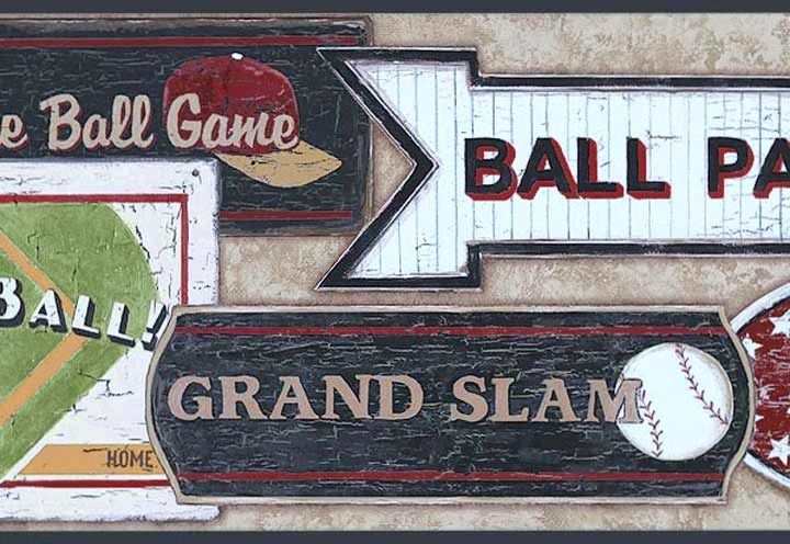 BASEBALL SPORTS SIGNS WALLPAPER BORDER SK6295BD  