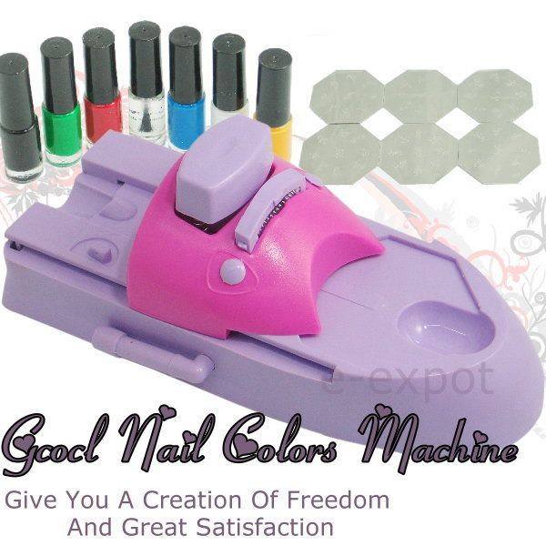 Nail Art DIY Kit Printer Machine + 7Pcs Nail Polish + 6Pcs Nail Image 