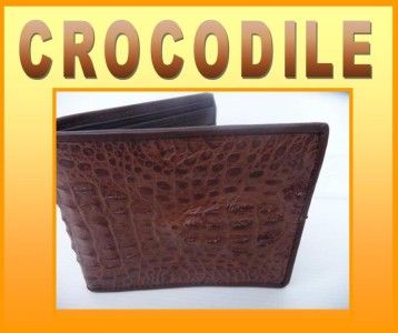 GENUINE CROCODILE Skin Leather Men Wallet Head Brown 1  