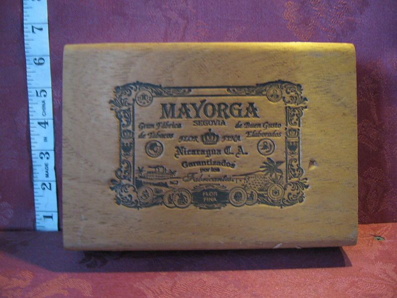 Vintage Mayorga Segovia Nicaragua Wood Cigar Box 8x5x2  