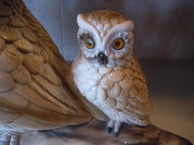 VINTAGE OWL CLOCK POTTERY MANTEL OWL LANSHIRE CLOCK  