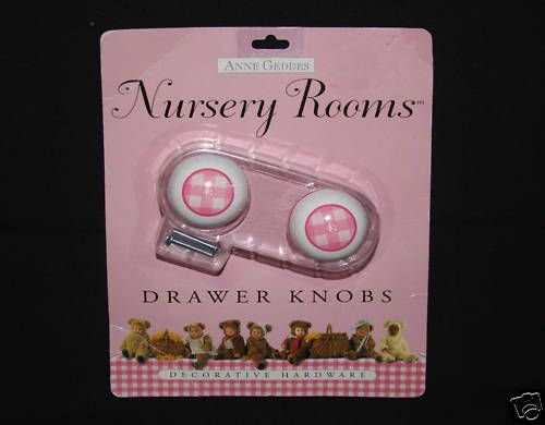 Anne Geddes Pink Plaid Nursery Room Drawer Knobs NIP  