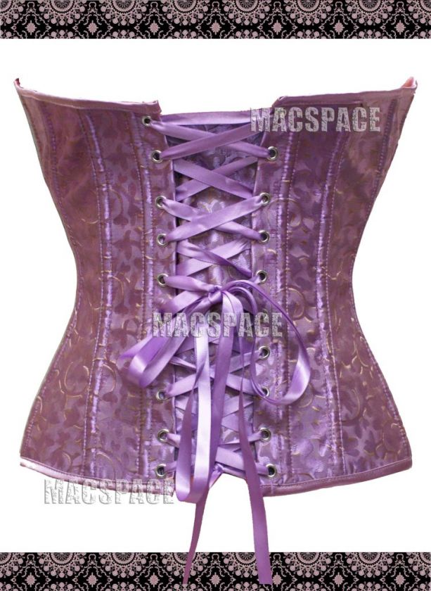 Purple Gold Floral Trim Boned Bustier Corset Top S  