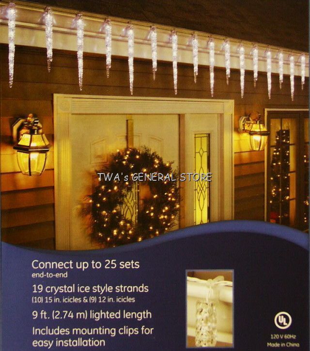 Christmas LED Ice Crystal Icicle Lights 2 NEW GE SETS Outdoor Indoor 