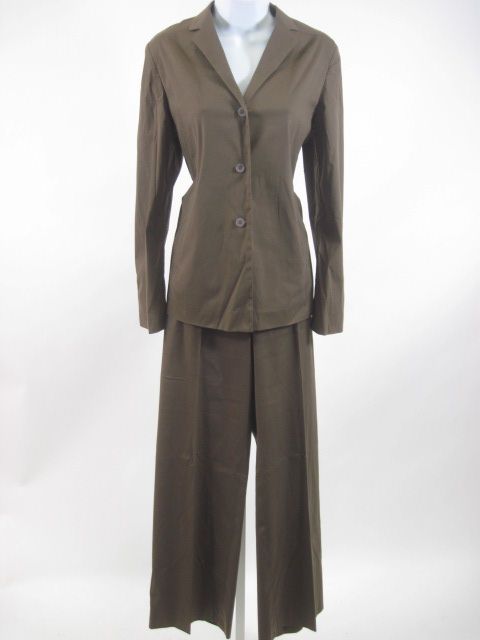JIL SANDER Olive Green Blouse Pants Suit Outfit Sz 38  