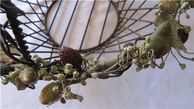 Vintage Brown (Rustic) Metal Basket Berries Rare  