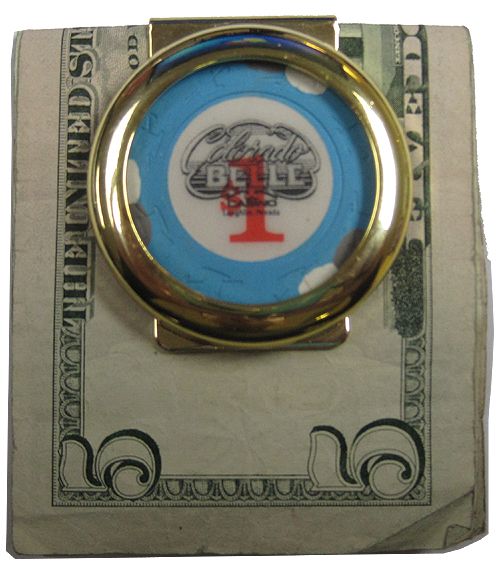 One (1) New Gold/Brass Las Vegas Poker Chip Money Clip*  