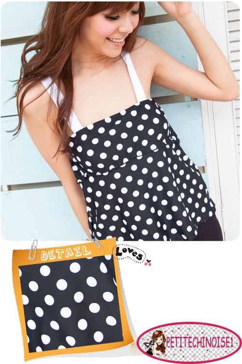 Tankini Polka Dot Swimsuit Swimwear 2 Pcs S/M/L SW54  