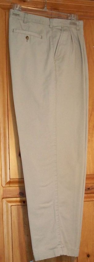 PURITAN 34X32 Tan KHAKIS PANTS Pleated Front; Cuffs 34  