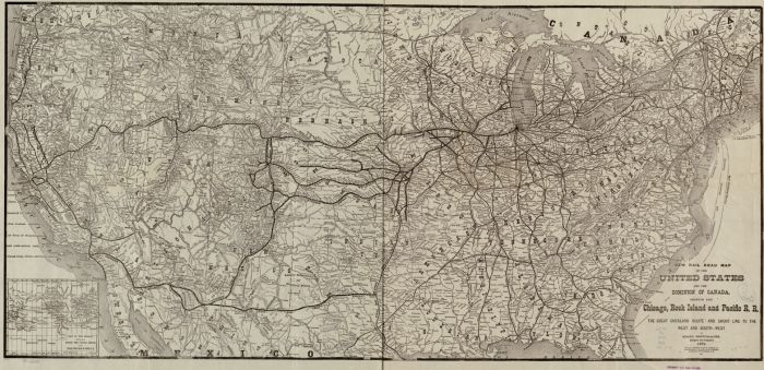 1879 map of U.S. Chicago, Rock Island & Pacific RR  