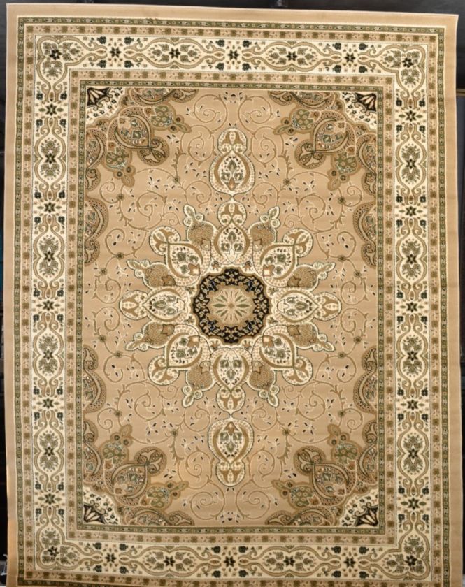 Burgundy Green Beige Ivory Isfahan Black Persian Style Area Rug Carpet 
