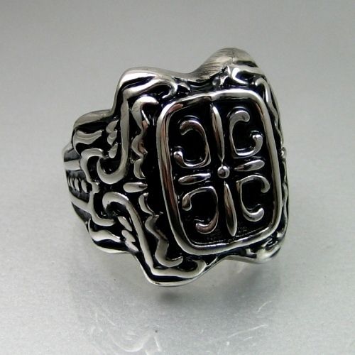   Heavy Biker Mens Black Silver Stainless Steel Celtic Ring  